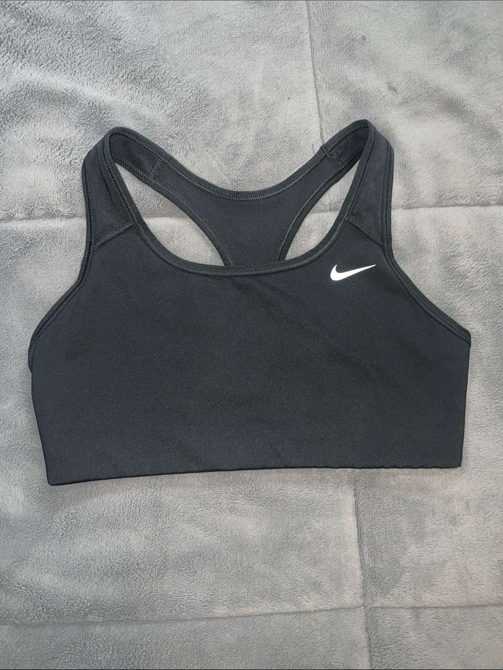 Nike Black Racerback Sports Bra with White Swoosh